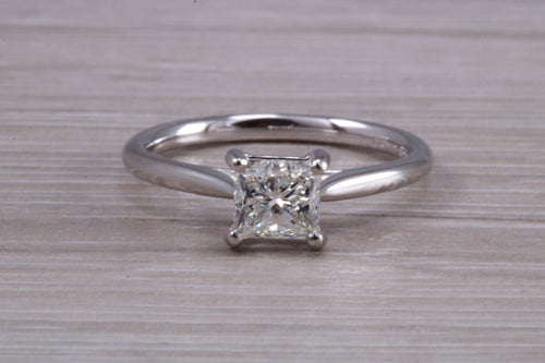 One carat Square Princess cut Moissanite Diamond Solitaire