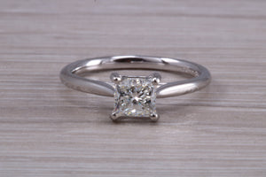 One carat Square Princess cut Moissanite Diamond Solitaire