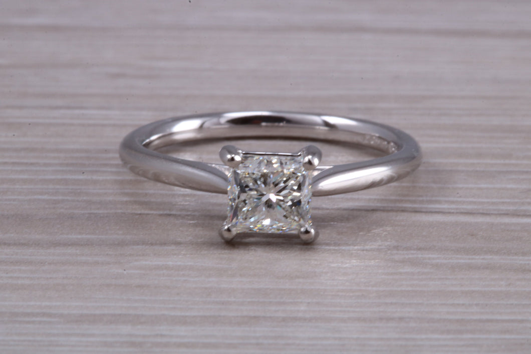 One carat Square Princess cut Moissanite Diamond Solitaire