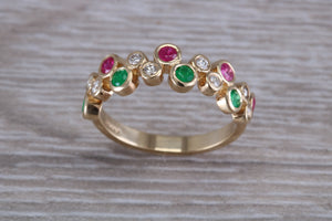 Multi Gemstone set Yellow Gold Ring