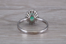 Load image into Gallery viewer, Emerald and Halo set Diamond White Gold Ring