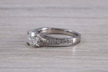 Load image into Gallery viewer, Split Shoulder Diamond set Platinum Engagement ring