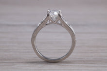 Load image into Gallery viewer, Split Shoulder Diamond set Platinum Engagement ring