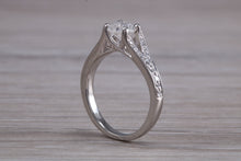 Load image into Gallery viewer, Split Shoulder Diamond set Platinum Engagement ring
