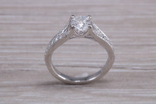Load image into Gallery viewer, Split Shoulder Diamond set Platinum Engagement ring
