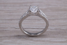 Load image into Gallery viewer, Split Shoulder Diamond set Platinum Engagement ring