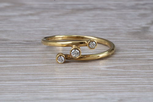 Trilogy Diamond Crossover set Yellow Gold Ring