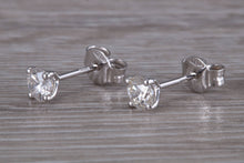 Load image into Gallery viewer, Half carat Diamond Solitaire set 18ct White Gold Stud Earrings