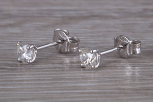Half carat Diamond Solitaire set 18ct White Gold Stud Earrings