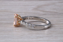 Load image into Gallery viewer, Morganite and Diamond set Rose Gold and Platinum Ring