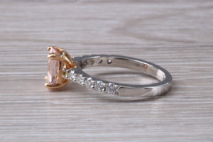 Morganite and Diamond set Rose Gold and Platinum Ring