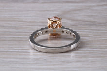 Load image into Gallery viewer, Morganite and Diamond set Rose Gold and Platinum Ring