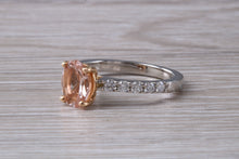 Load image into Gallery viewer, Morganite and Diamond set Rose Gold and Platinum Ring