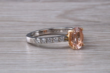 Load image into Gallery viewer, Morganite and Diamond set Rose Gold and Platinum Ring