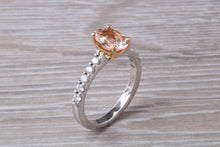Load image into Gallery viewer, Morganite and Diamond set Rose Gold and Platinum Ring