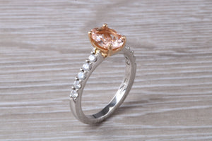Morganite and Diamond set Rose Gold and Platinum Ring
