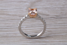 Load image into Gallery viewer, Morganite and Diamond set Rose Gold and Platinum Ring