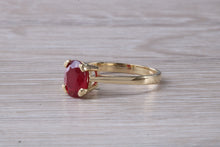 Load image into Gallery viewer, Two carat Oval cut Ruby set Yellow Gold Solitaire