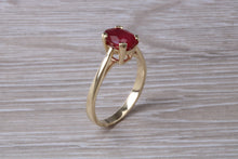 Load image into Gallery viewer, Two carat Oval cut Ruby set Yellow Gold Solitaire