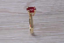 Load image into Gallery viewer, Two carat Oval cut Ruby set Yellow Gold Solitaire