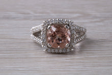 Load image into Gallery viewer, Stunning Morganite and Diamond set Platinum Statement Ring
