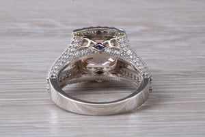 Stunning Morganite and Diamond set Platinum Statement Ring