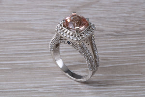 Stunning Morganite and Diamond set Platinum Statement Ring