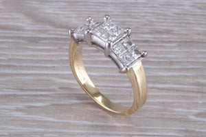 Half carat Square Princess cut Diamonds set 18ct Gold Ring