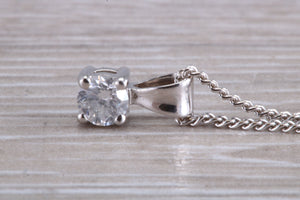 Simple Diamond Solitaire set White Gold Necklace