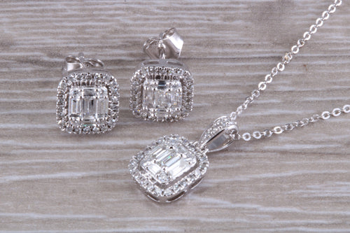 Diamond Earrings with Matching Diamond Necklace