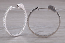 Load image into Gallery viewer, Large Full Circle set Diamond Hoop Earrings, Over One carat of Diamonds