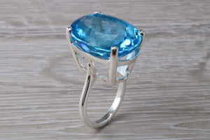 Very Large 47 carat Swiss Blue Topaz Statement Ring