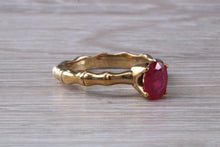 Load image into Gallery viewer, One carat Oval cut Ruby set Tree Branch Solitaire