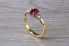 Load image into Gallery viewer, Ruby and Diamond Trilogy set Gold Ring