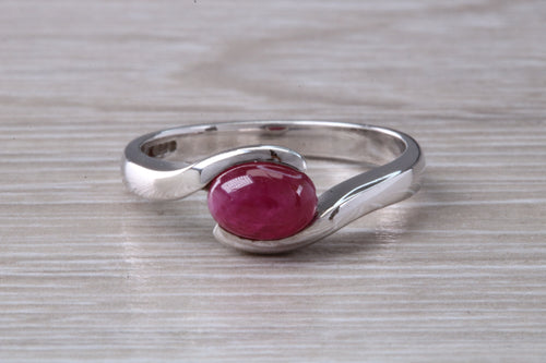 1.25 carat Oval Cabochon cut Ruby set White Gold Ring