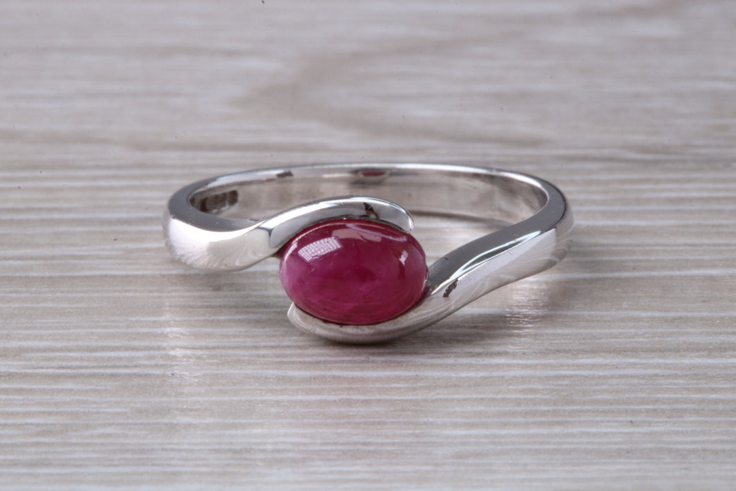 1.25 carat Oval Cabochon cut Ruby set White Gold Ring