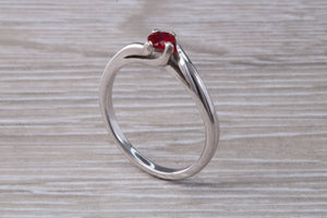 Simple and Dainty Ruby set Twit Shank Solitaire