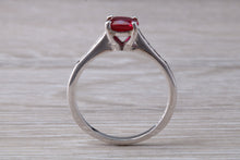 Load image into Gallery viewer, One carat Cushion cut Blood Red Ruby and Diamond set Ring