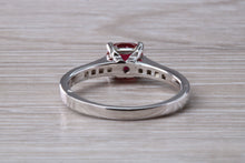 Load image into Gallery viewer, One carat Cushion cut Blood Red Ruby and Diamond set Ring