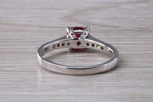 One carat Cushion cut Blood Red Ruby and Diamond set Ring
