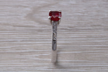Load image into Gallery viewer, One carat Cushion cut Blood Red Ruby and Diamond set Ring