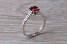 Load image into Gallery viewer, One carat Cushion cut Blood Red Ruby and Diamond set Ring