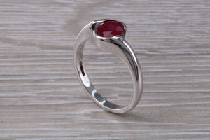 Oval cut Ruby set Crossover Ring