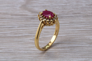 Traditional Ruby and Diamond Cluster Ring