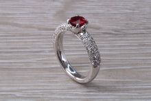 Load image into Gallery viewer, Very Dressy Blood red Ruby and with Diamond Encrusted Ring