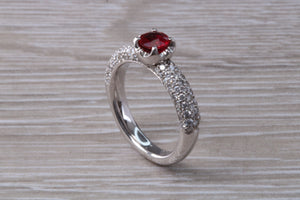 Very Dressy Blood red Ruby and with Diamond Encrusted Ring