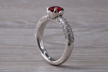 Load image into Gallery viewer, Very Dressy Blood red Ruby and with Diamond Encrusted Ring