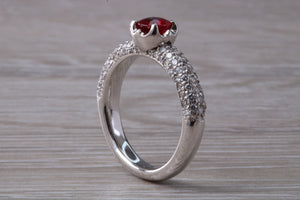 Very Dressy Blood red Ruby and with Diamond Encrusted Ring