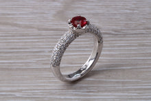 Load image into Gallery viewer, Very Dressy Blood red Ruby and with Diamond Encrusted Ring