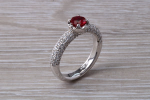 Very Dressy Blood red Ruby and with Diamond Encrusted Ring